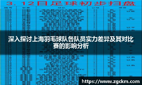 深入探讨上海羽毛球队各队员实力差异及其对比赛的影响分析